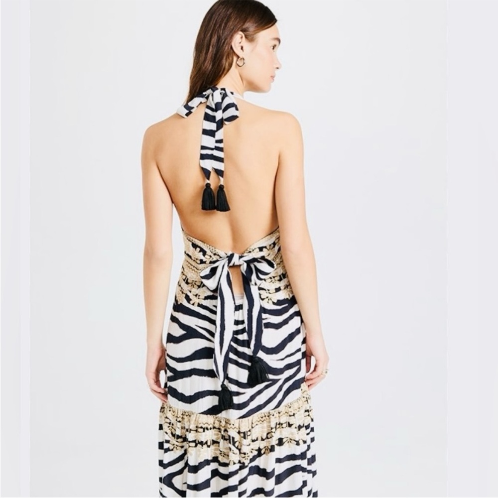 FIGUE Vivienne Animal Zebra Print Halter Maxi Dress NWT $795 - Picture 8 of 10